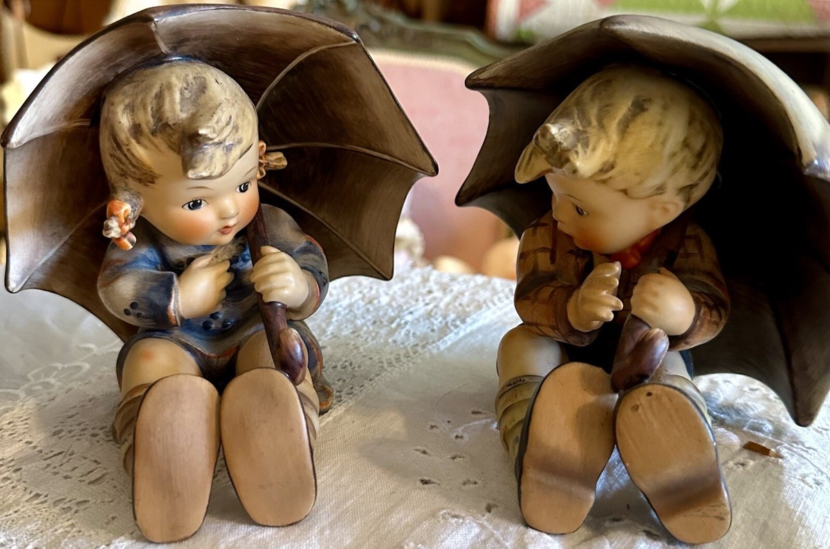 Vintage 1957 SET HUMMEL UMBRELLA BOY & UMBRELLA GIRL 5” W. Ger