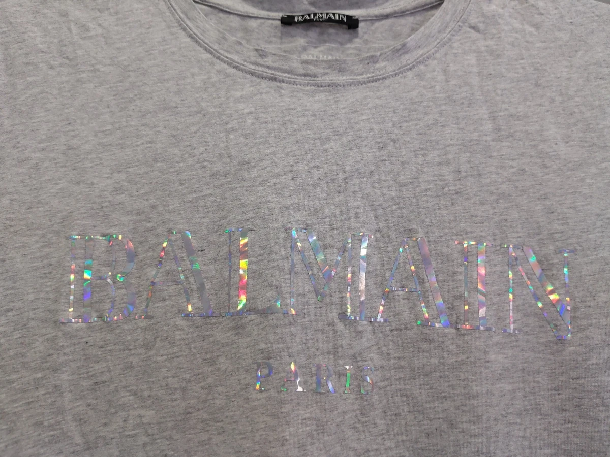 handling Oprør der ovre BALMAIN Paris Hologram Iridescent Logo Mens Slim Fit Tee T-Shirt Gray Cotton M-L | eBay handling Oprør der ovre BALMAIN Paris Hologram Iridescent Logo Mens Slim Fit Tee T-Shirt Gray Cotton M-L | eBay