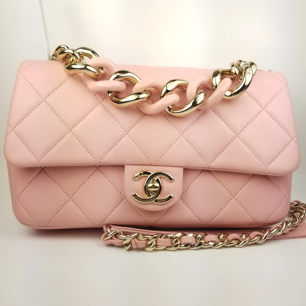 CHANEL Pink Quilted Lambskin Leather Small Top Handle Classic Single Flap  Bag For Sale at 1stDibs