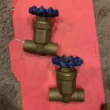 LOT OF 2 Nibco S22 V Valve Rubber Plug Gate Valve, 1" Solder NOT LEAD FREE NOS