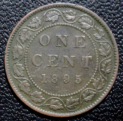 OLD CANADIAN COIN 1895 ONE CENT LARGE CENT - BRONZE - Queen