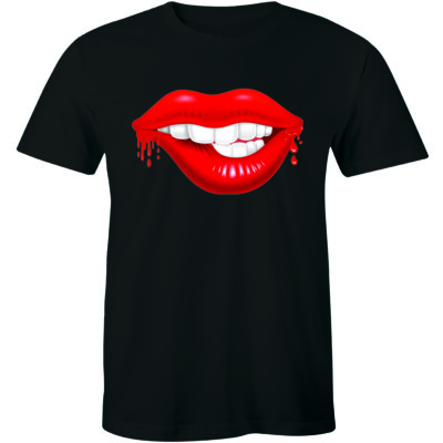 Sexy Seductive Biting Red Lips Shirt Kiss Glam Glamour Diva Men's T-shirt Tee