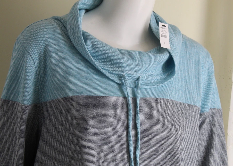 NWT Talbots Sz XL Aqua Gray Monk Cowl Neck Soft Pullover Top Tunic Top - Image 4 of 4