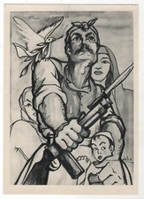 1959 Wafa Warrior Defending Freedom Egyptian Soviet Propaganda Postcard USSR