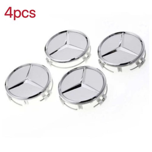 4pcs mercedes-benz silver chrome wheel rim center hub caps covers emblem 75mm la
