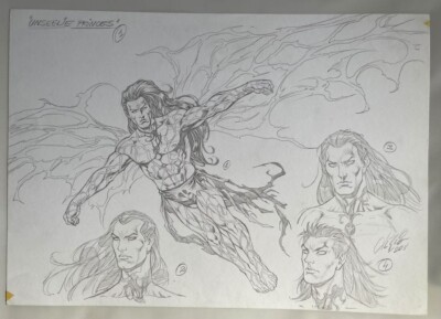 AL RIO Original Comic Art Model Sheet, Unseelie 1 Fever Moon, Karen Marie Moning