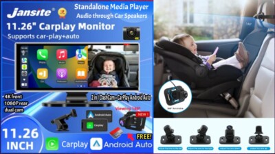 11,26 Zoll Wireless CarPlay & Android Auto Babycam BT 3in1 DashCam 4K 