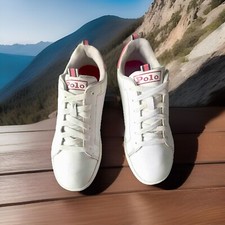 POLO RALPH LAUREN  HERITAGE COURT POLO BEAR  SNEAKER WHITE/PINK BIG KIDS 5Y