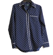 Lauren Ralph Lauren Pajama Top Size S Dark Blue Long Sleeve Buttons Pocket Cuffs