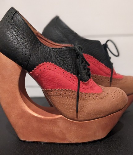 Jeffrey Campbell Havana Last Rockin Plataformas Oxford Madera Recortada Cuña 8 - Imagen 1 de 20