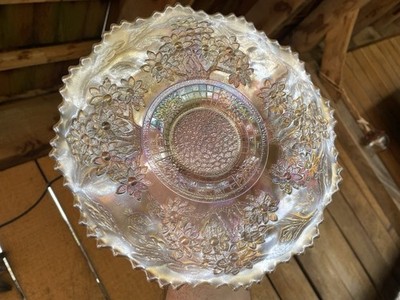 KARNEVALSGLAS ~ FENTON WEISS ORANGE BAUMPLATTE ~
