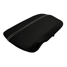 Console Lid Armrest Cover Leather Black Stitch Front Center CLACLFFM2BWS