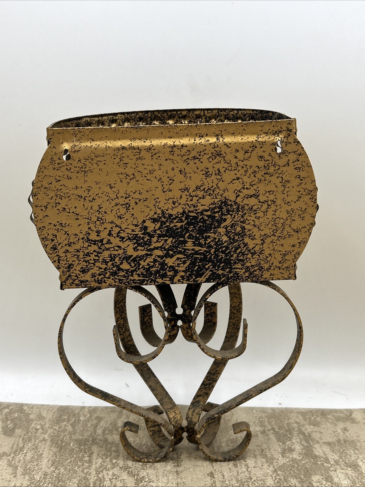 Vintage home interior black and gold distressed finish wall pocket