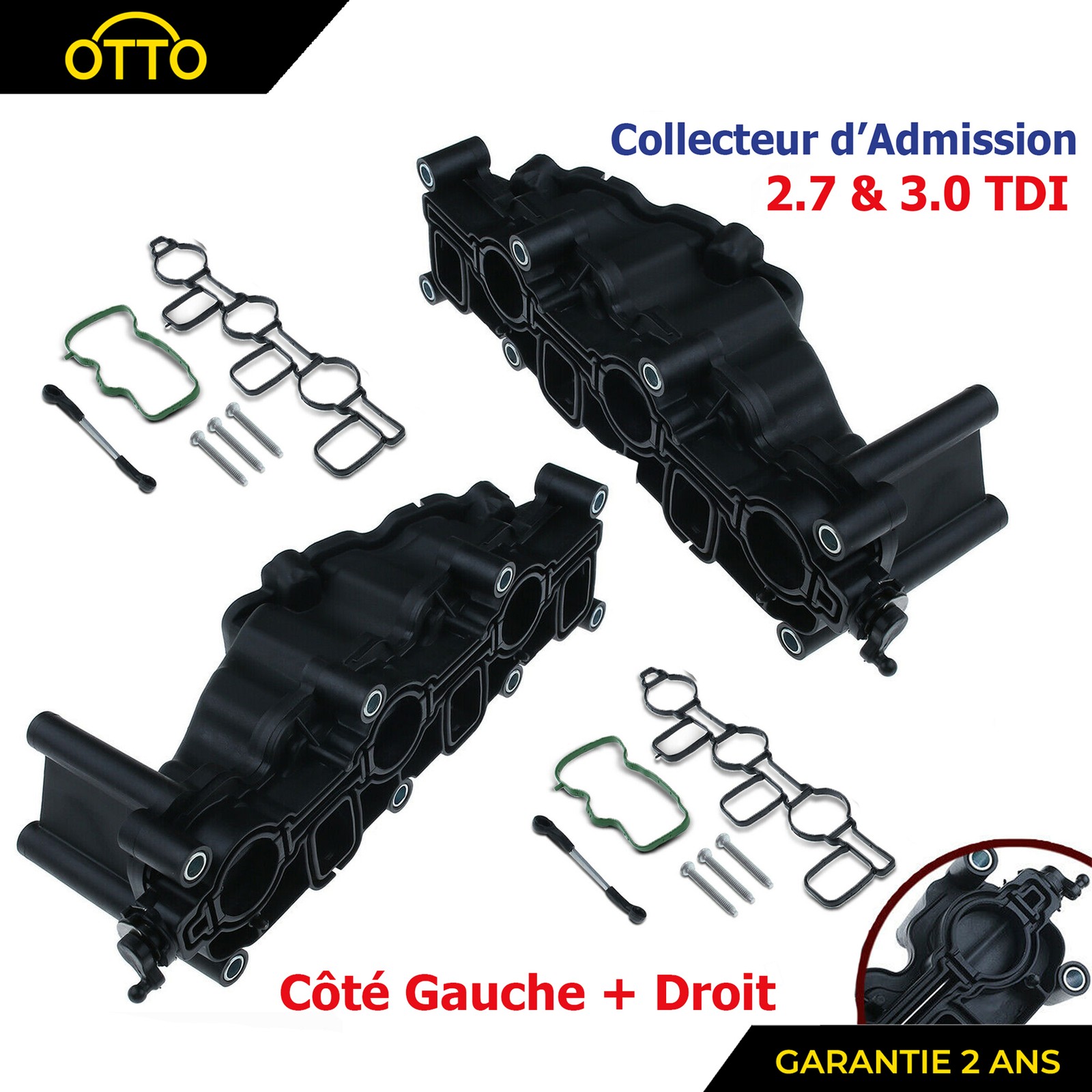 Tubulure d'admission gauche et droite pour Audi A4 B8 2.7 3.0 TDI de 2008 à 2012