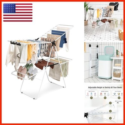 Tangkula 67777-HW 2-Level Foldable Clothes Drying Rack 33 Rails Height