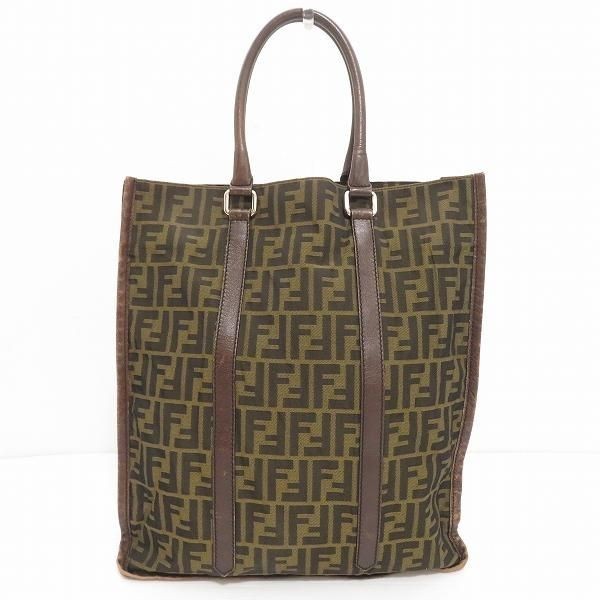 FENDI Dark Brown Zucca pattern leather tote bag with pouch DDP USA Shipping 2401