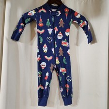 Hanna Andersson Size 2t 85 cm Footless Blue Christmas Heirloom Ornaments Zip Up