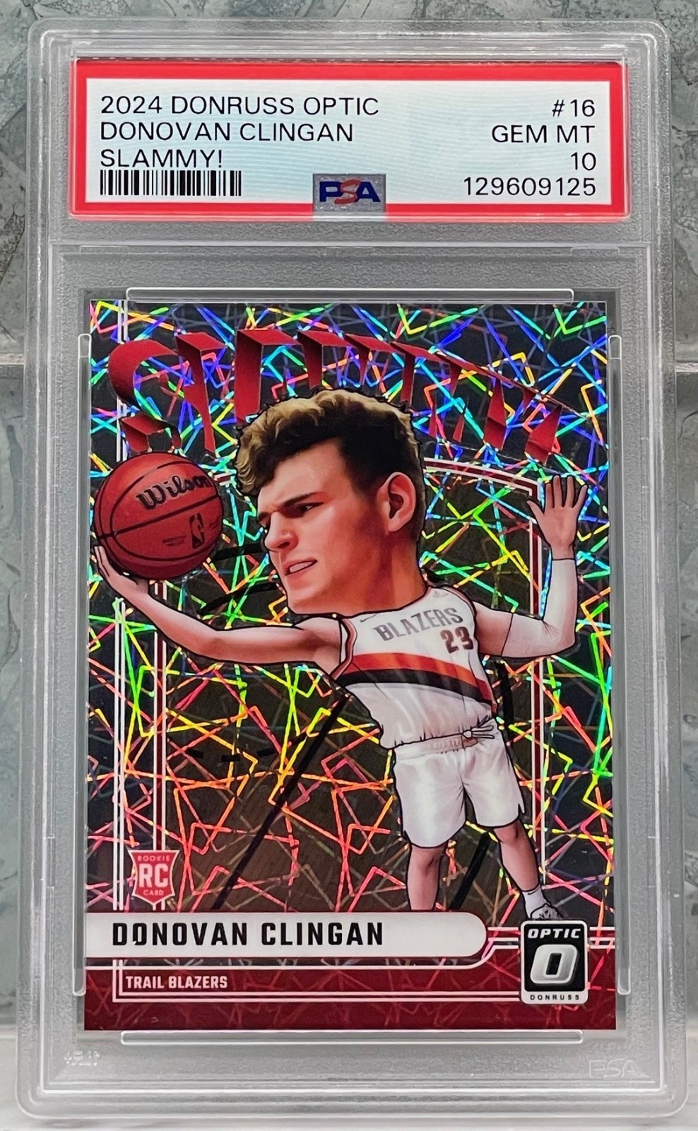 Donovan Clingan 2024 Donruss Optic Slammy #16 SSP PSA 10 Rookie RC Trail Blazers