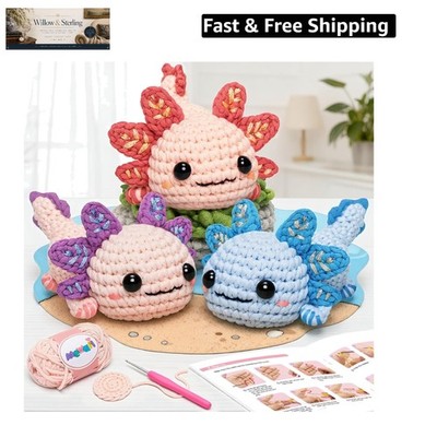 Beginner Crochet Kit with 40% Extra Yarn, Pre-Started Yarn & Video Tutorials ...