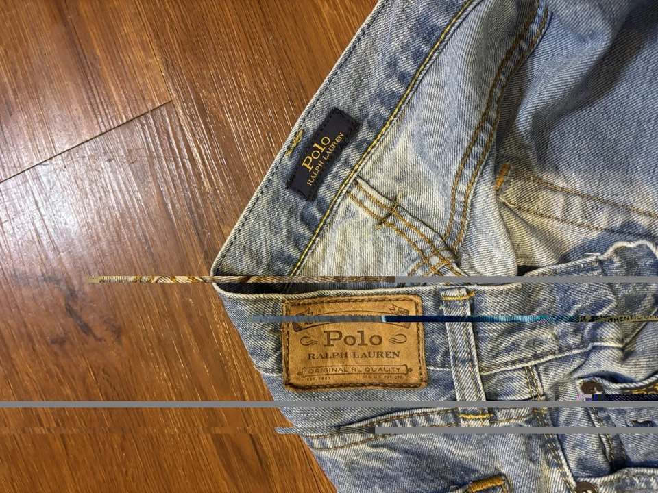 Pantalones de mezclilla Polo Ralph Lauren con parche de retazos Varick ajustados rectos 34x30 Foto 4 de 4