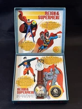 1993 Fossil Superman Collector's Watch Reign of The Supermen Working New Battery