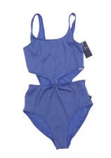 abercrombie kids L10141 Blue Ribbed Knot Front One-Piece Swimsuit Size 13/14