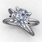 2 Ct Ice White Round Moissanite Solitaire Engagement Ring Sterling Silver Size 7