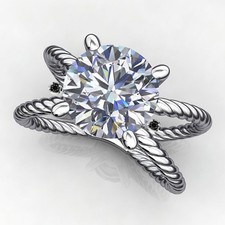 2 Ct +Ice White Round Moissanite Diamond Solitaire Ring Sterling Silver Size 7