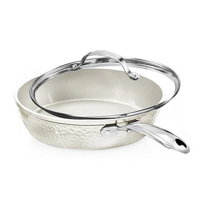 Gotham Steel Hammered 10 In Non Stick Frying Pans with Lid,Frying Pans Nonstick