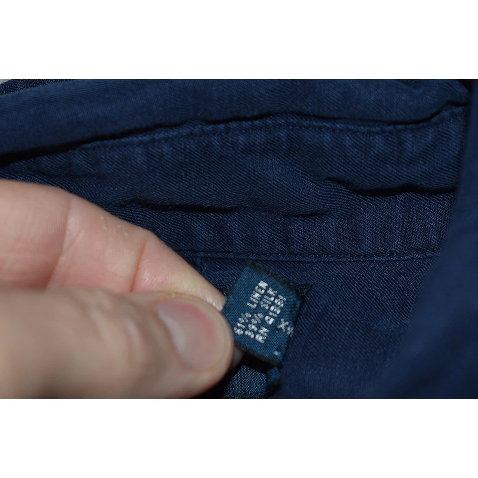 Polo Ralph Lauren Linen Silk Dress Shirt Men XL Classic Fit Blue Long Sleeve - Image 3 of 4