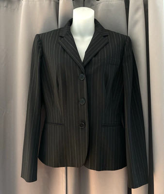 Lauren Ralph Lauren Womens Wool Pinstripe Blazer Size 8 Girl Boss Office Corp
