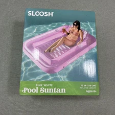 Inflatable Tanning Pool Lounger Float 70" x 46" Sunbathing Bed L-Pink New In Box