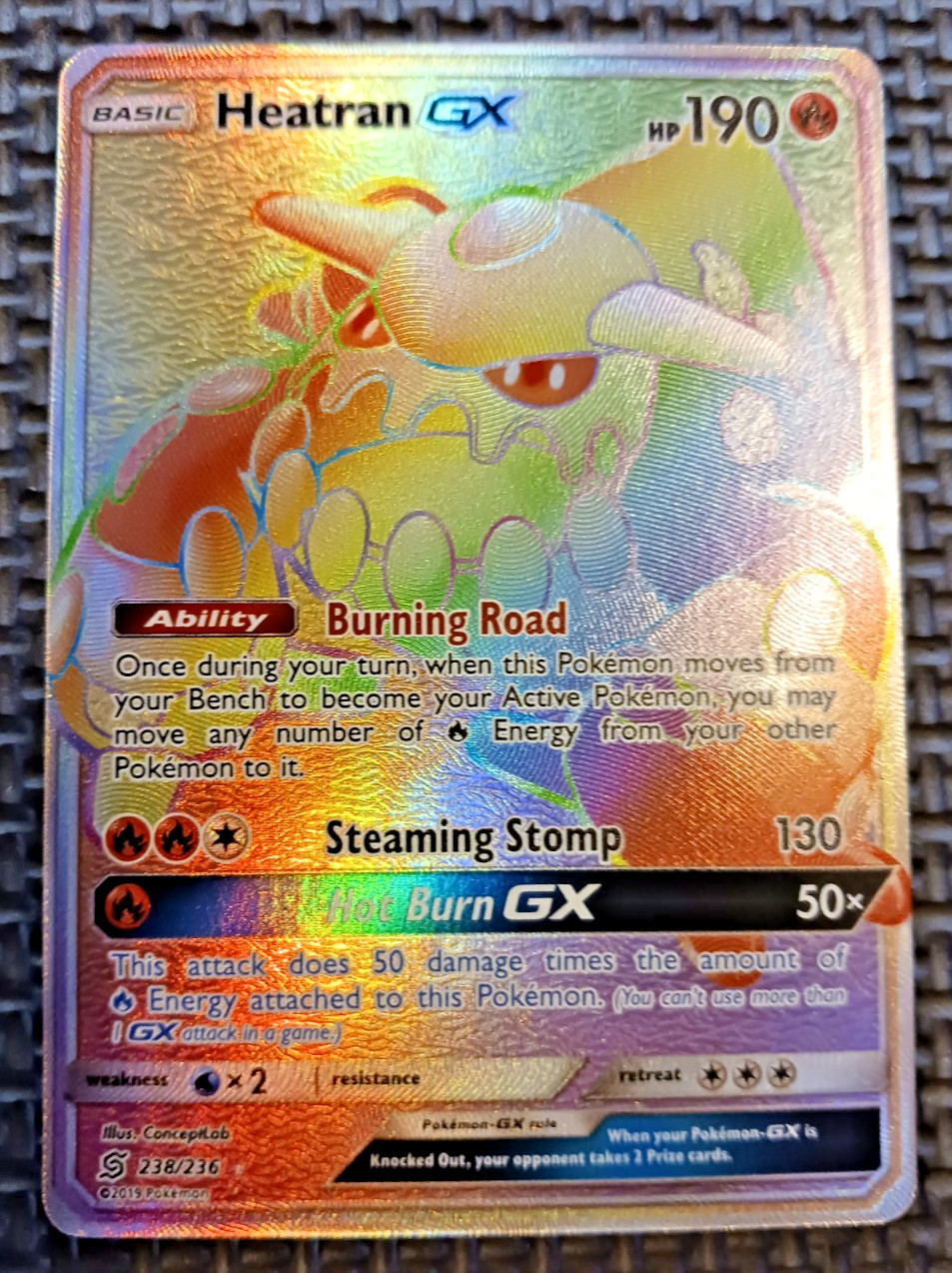 2019 Pokemon Unified Minds #238 Heatran GX Full ART Secret Rare LP+/NM