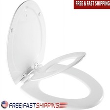 Elongated Toilet Seat W/ Built-In Potty Training Seat Easy Clean Whisper Close