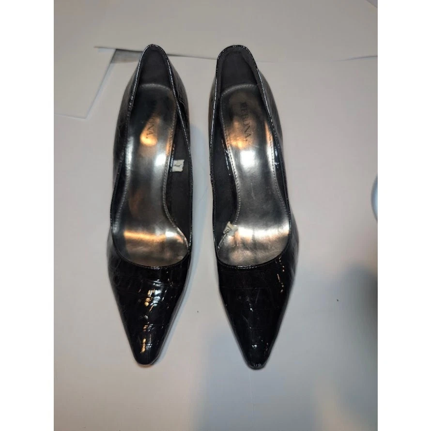 Zapatos de vestir Merona Pumps marrón talla 7, imitación cuero piel de serpiente tacones punta puntiaguda  Foto 4 de 4