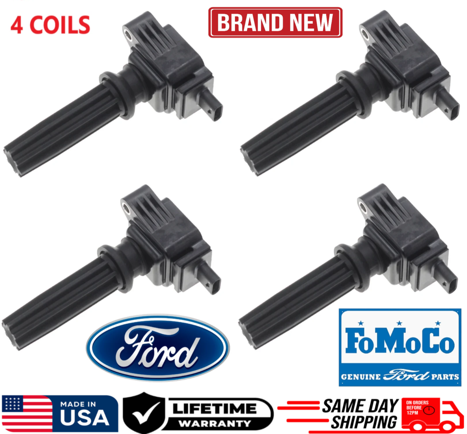 BRAND NEW GENUINE Ignition Coils For 2012-2017 Ford, CM5E-12A366-CA, OEM SET x4