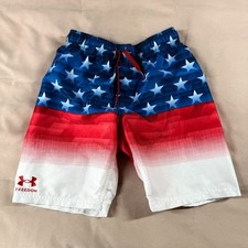 Under Armour Freedom Multicolor Boys M Patriotic Beach Mesh Liner Swim Trunks