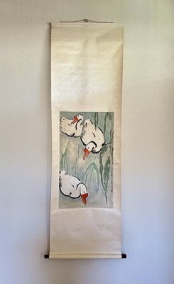 After Xu Beihong Geese Scroll Painting Rong Bao Zhai year 1958 Beijing Chinese