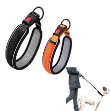 Adjustable Reflective Dog Collar, Soft Mesh Padded, Metal Ring Nylon Dog Collar