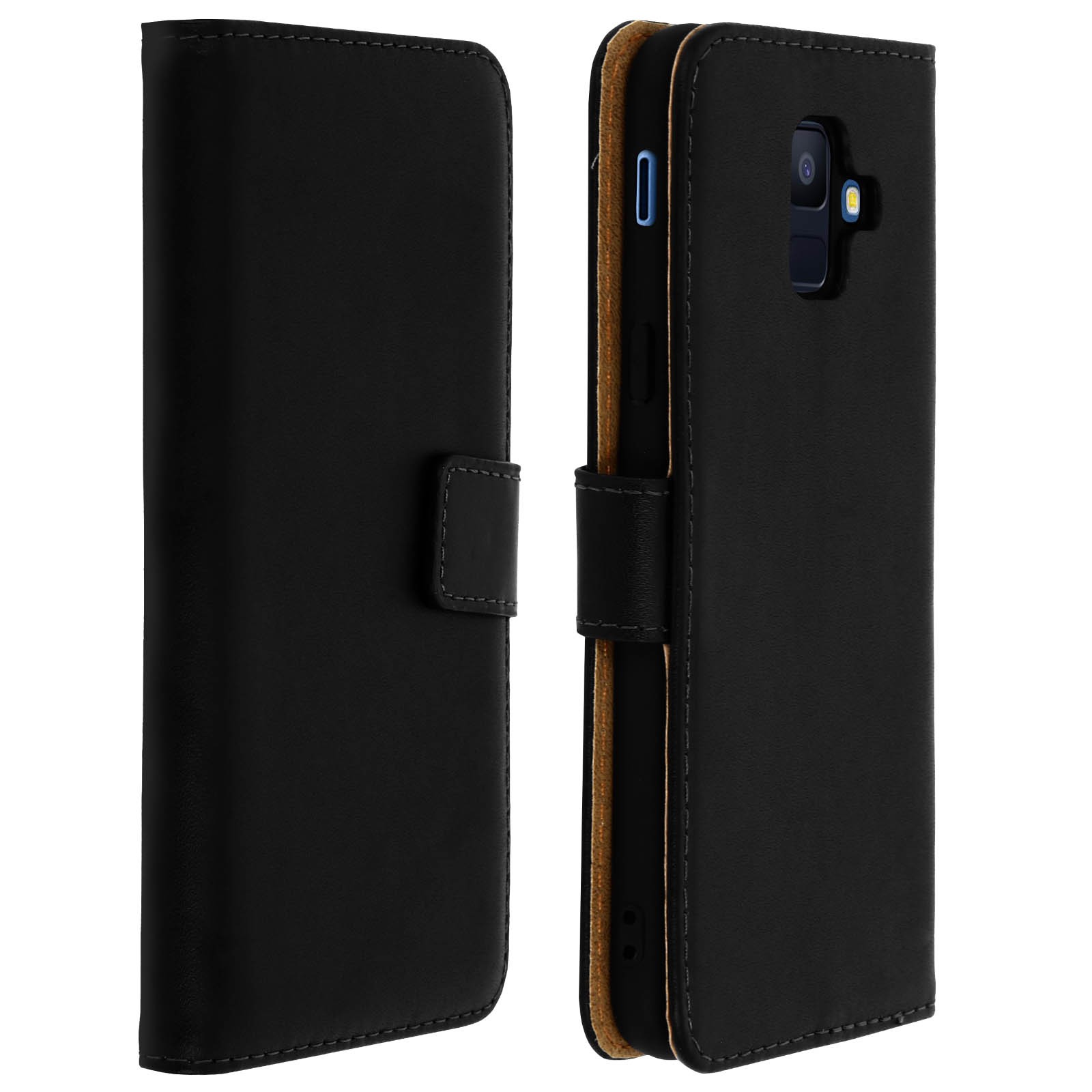Étui folio en cuir véritable pour Galaxy A6 chic et durable