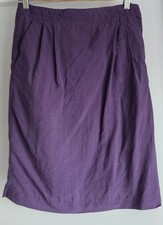 Vintage Casual Corner Women's Silk Skirt M Purple Midi A-Line Lined Pockets