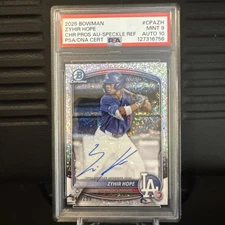 2025 Bowman Chrome Prospect Zyhir Hope #CPA-ZH Speckle Dual Grade PSA 9 Auto 10