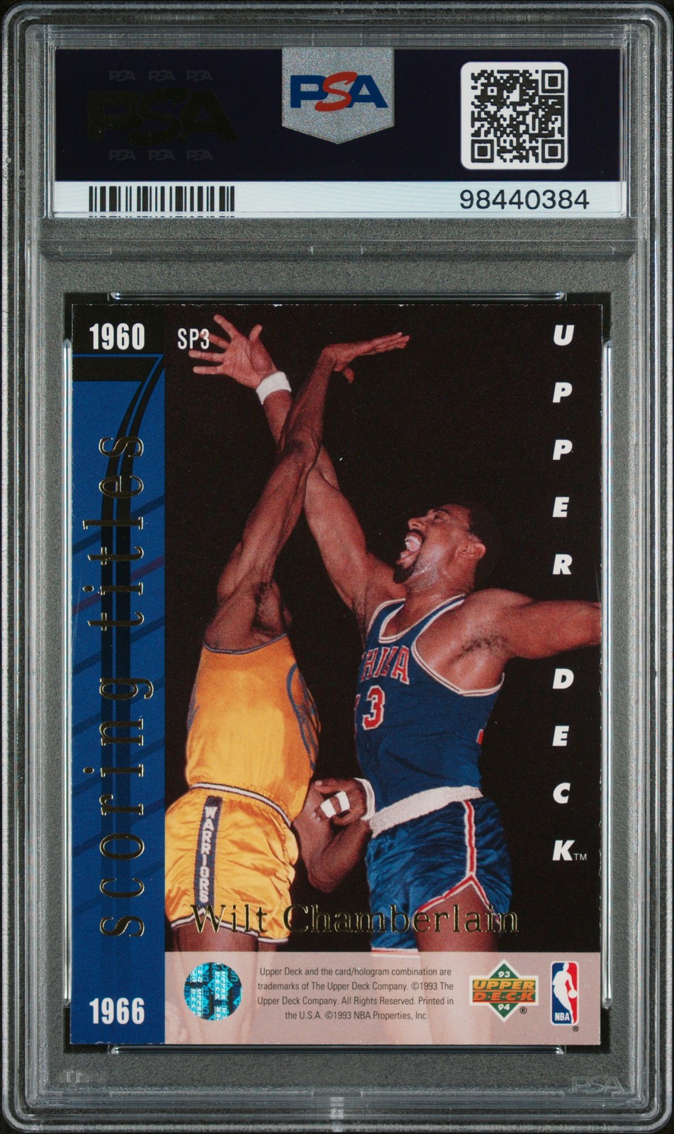 1993 UPPER DECK SEVEN STRAIGHT #SP3 MICHAEL JORDAN/WILT CHAMBERLAIN PSA 7 view 2