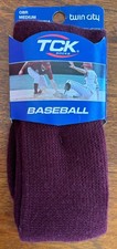 New Set Of 2 Pair Of Twin City (TCK) Baseball/Softball Socks, M, Maroon, OBR