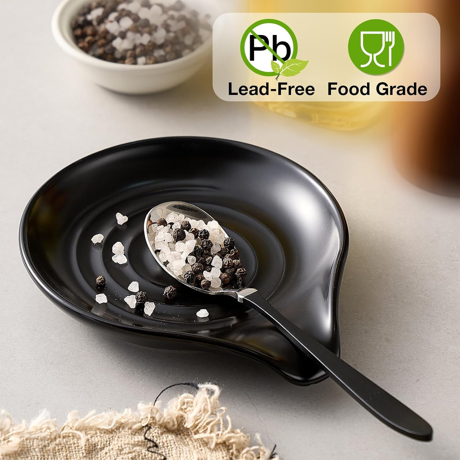 Spoon Rest for Stove Top, 6.1" Large Ceramic Spoon Holder for Kitchen