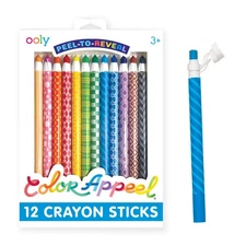 Ooly Color Appeel Crayon Sticks, Set of 12 Peelable Office Product