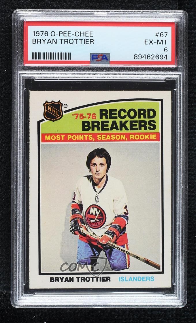 1976-77 O-Pee-Chee Record Breakers Bryan Trottier Brian #67 PSA 6 HOF 0sf1