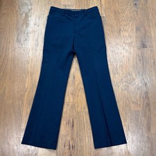 Vintage 70s Pants Mens 34 32x34 Blue Dee Cee Bell Bottom Flare Pleated Trouser