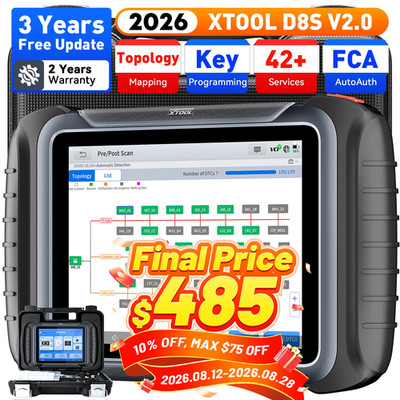 XTOOL D8S V2.0 Bi-directional OBD2 Diagnostic Tool Code Reader ECU Coding FCA