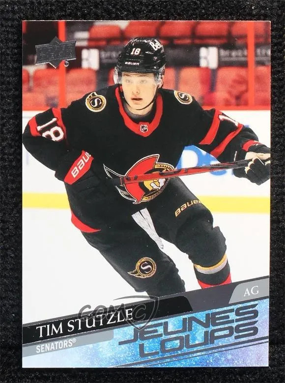 2020-21 Upper Deck Tim Stutzle #482 French Parallel/Variety Rookie Young Guns